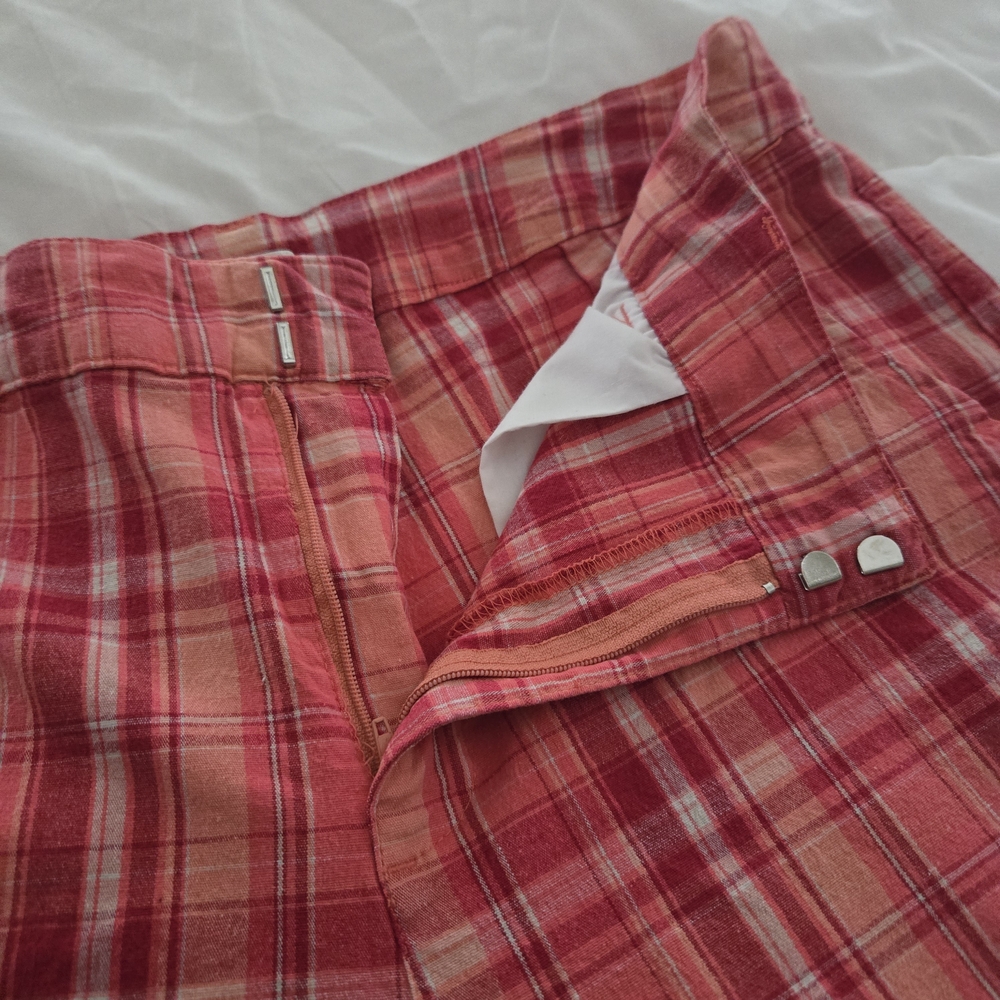 Vintage Women's Cherokee Pink & Orange Plaid Ankle Pants - Picture 4 of 9
